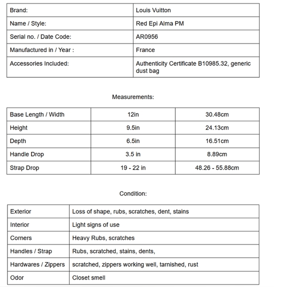 Louis Vuitton Vintage 1996 Red Epi Alma PM - Picture 17 of 17
